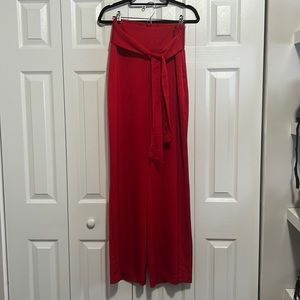 Express high rise red satin trousers slacks pants size M medium
